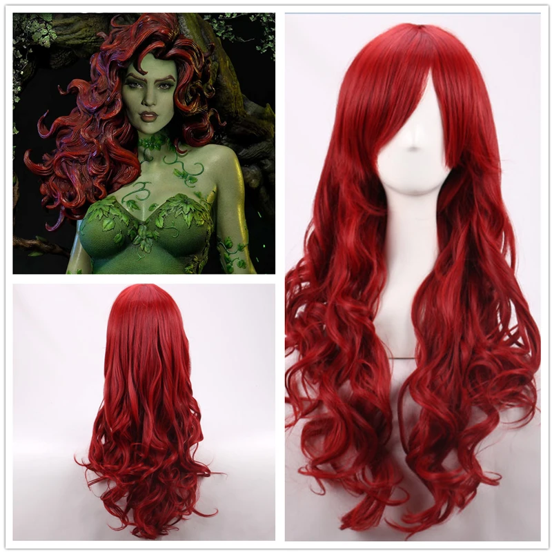Anime Cosplay With Red Hair - 70cm Dark Red Long Wavy Heat