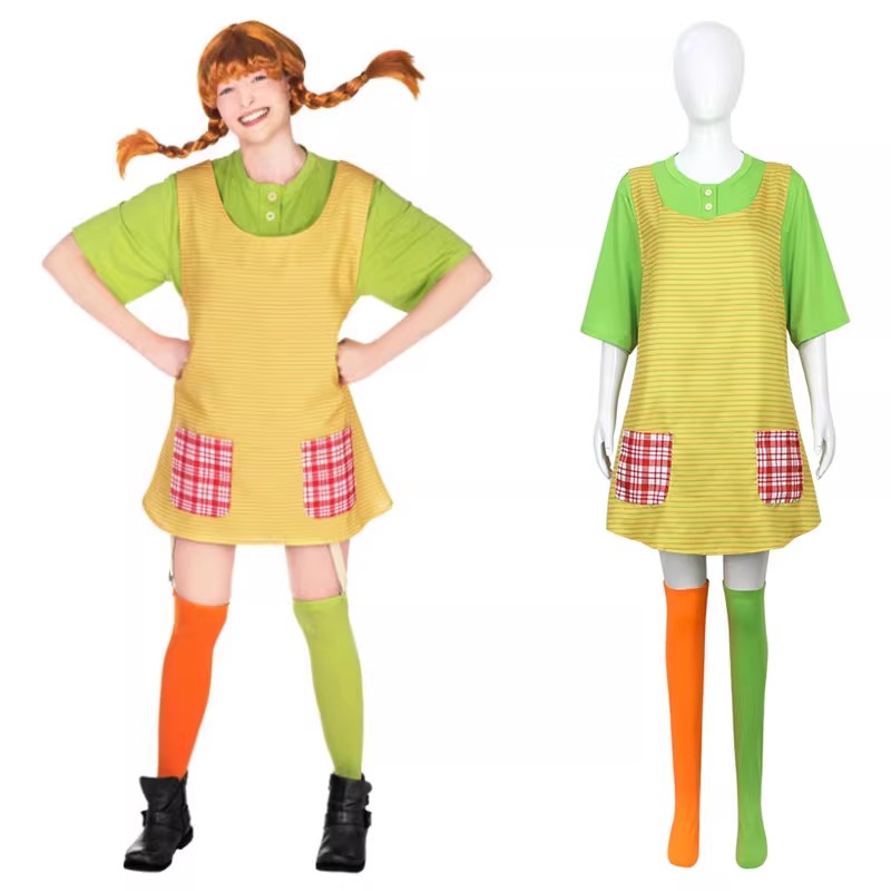 Anime Cosplay Boy - Piippi Cosplay Costume Adult Green Dress