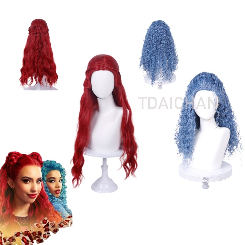 Curly Cosplay Wig Red princess - огляд і ціна Anime Cosplay Blue Hair